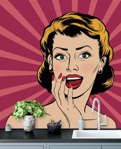 Vector surprised woman in the pop art comics style