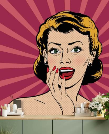 Vector überraschte Frau im Pop-Art-Comic-Stil