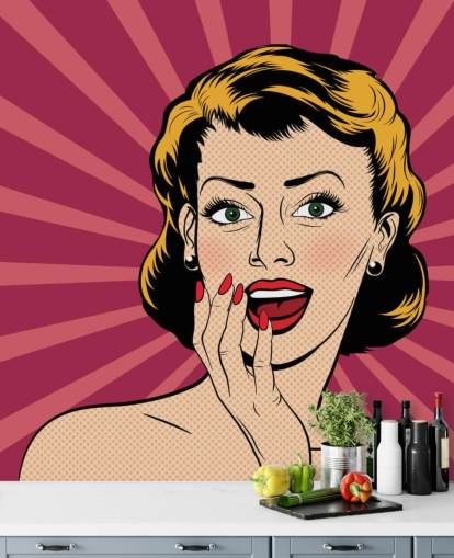 Vector überraschte Frau im Pop-Art-Comic-Stil