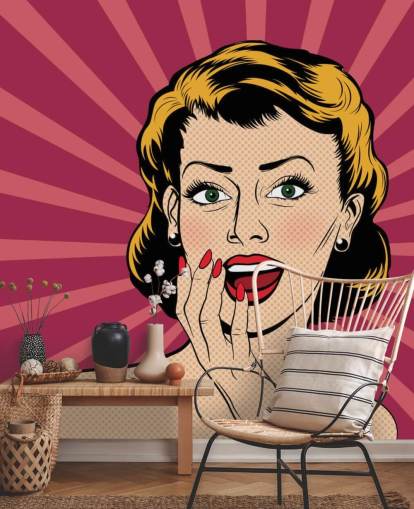 Vector surprise femme dans le style de bandes dessinées pop art