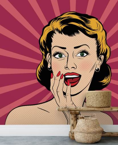 Vector surprised woman in the pop art comics style