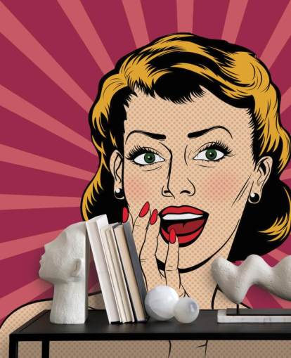 Vector surprised woman in the pop art comics style
