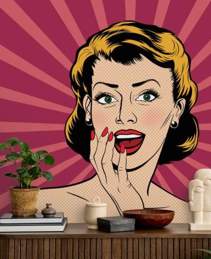 Vector mujer sorprendida en el estilo de cómics de arte pop