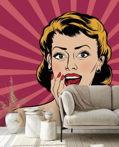 Vector surprised woman in the pop art comics style