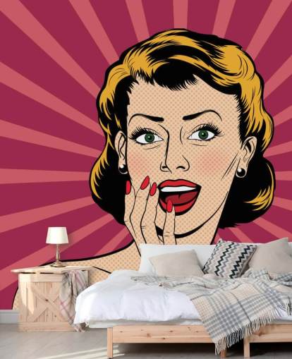 Vector surprised woman in the pop art comics style