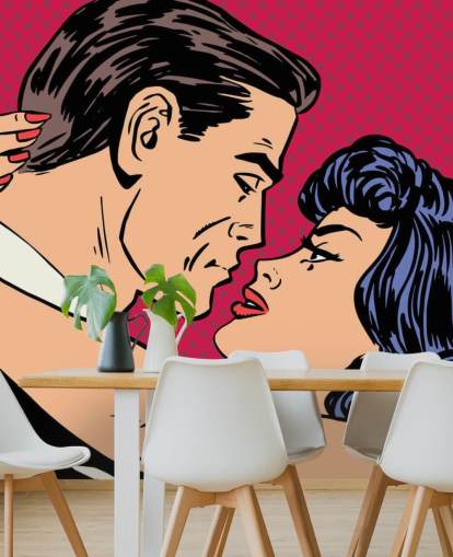 Pop Art di un uomo e una donna che si baciano carta