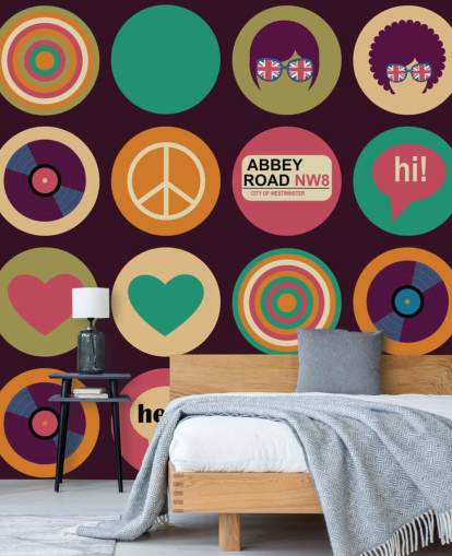 papel pintado pop art inspirado en los beatles retro