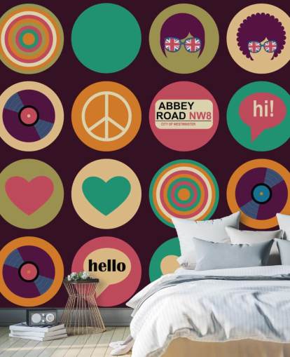 retro beatles geïnspireerd pop art behang