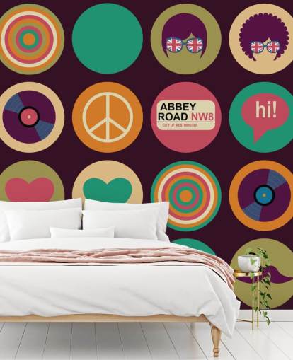 retro beatles inspirert pop art tapet