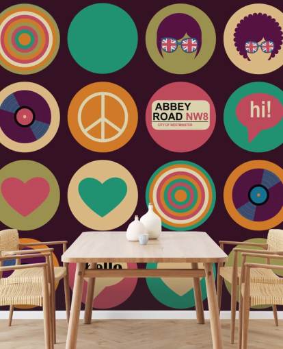 papel pintado pop art inspirado en los beatles retro