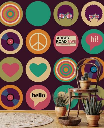 papel de parede retro beatles inspirado pop art
