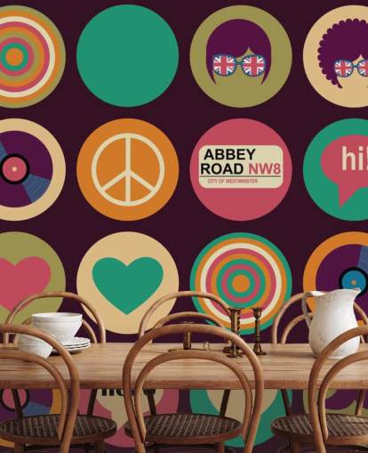 retro beatles inspireret pop art tapet