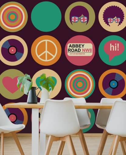 retro beatles inspired pop art wallpaper
