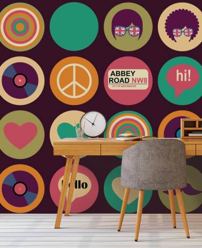 papel pintado pop art inspirado en los beatles retro
