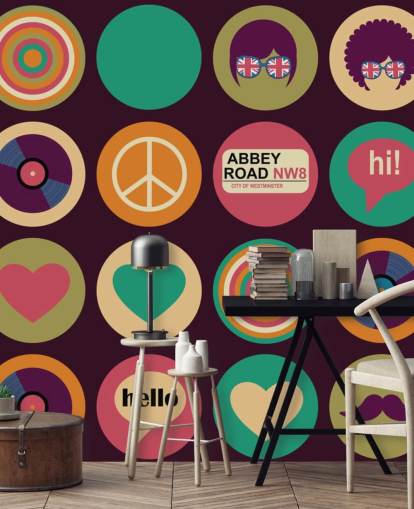 Retro-Beatles inspirierte Pop-Art-Tapete