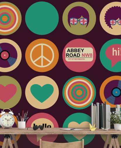 retro beatles inspired pop art wallpaper