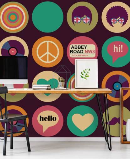 Retro-Beatles inspirierte Pop-Art-Tapete Retro-Beatles inspirierte Pop-Art-Tapete