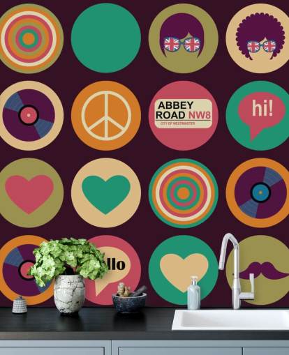 Retro-Beatles inspirierte Pop-Art-Tapete