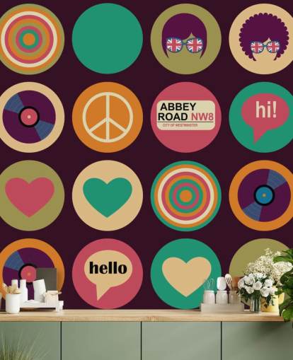 Retro-Beatles inspirierte Pop-Art-Tapete