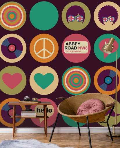 retro beatles inspired pop art wallpaper
