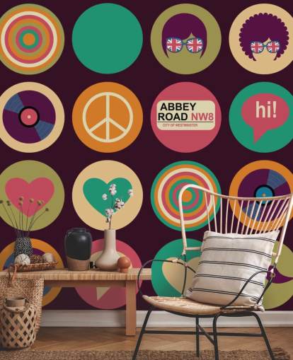retro beatles inspireret pop art tapet