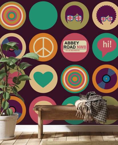 Retro-Beatles inspirierte Pop-Art-Tapete Retro-Beatles inspirierte Pop-Art-Tapete