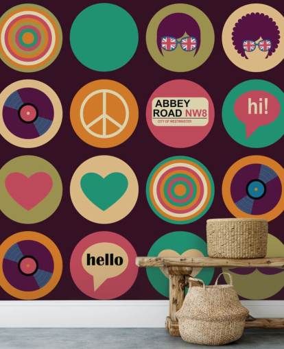 retro beatles inspirert pop art tapet