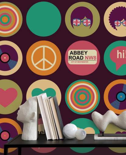 retro beatles inspired pop art wallpaper