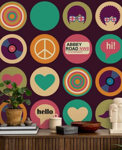 retro beatles inspired pop art wallpaper