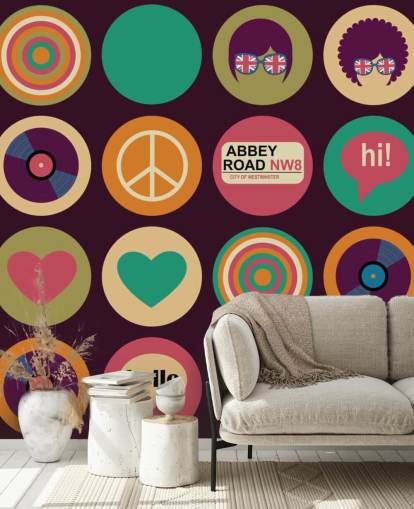 Retro-Beatles inspirierte Pop-Art-Tapete