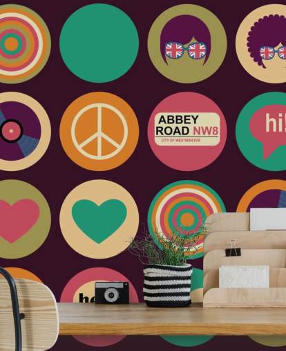 retro beatles inspired pop art wallpaper