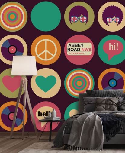 Retro-Beatles inspirierte Pop-Art-Tapete Retro-Beatles inspirierte Pop-Art-Tapete
