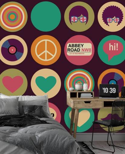 papel pintado pop art inspirado en los beatles retro