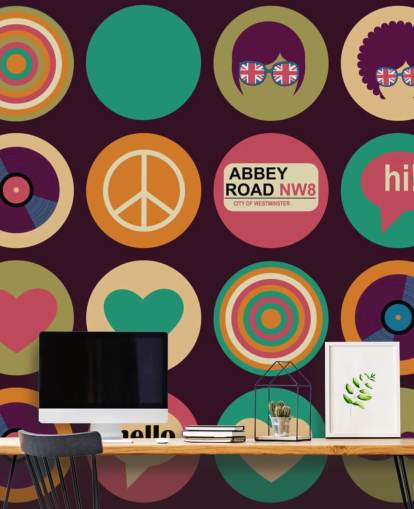 carta da parati pop art ispirata ai Beatles