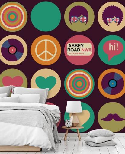 papel de parede retro beatles inspirado pop art