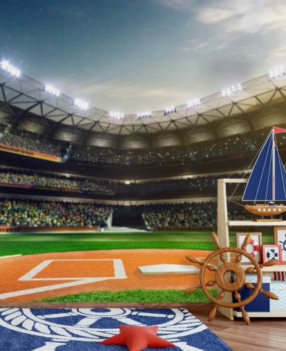 Honkbalstadion's nachts behang