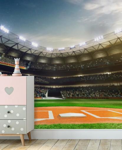 Sfondo dello stadio di baseball di notte Sfondo dello stadio di baseball di notte