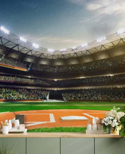 Baseball Stadium om natten Bakgrunn