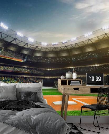 Sfondo dello stadio di baseball di notte Sfondo dello stadio di baseball di notte