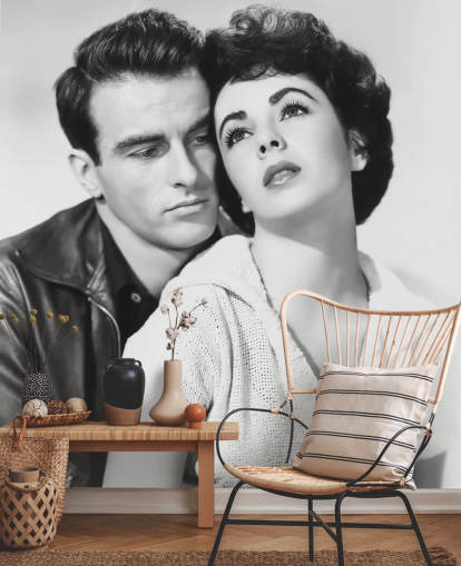 black and white movie mural called Montgomery Clift & Elizabeth Taylor (A Place in the Sun)