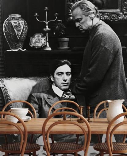 black and white the godfather wallpaper mural called Al Pacino & Marlon Brando (The Godfather) for bedrooms and offices