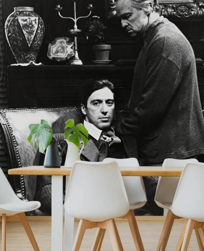 black and white the godfather wallpaper mural called Al Pacino & Marlon Brando (The Godfather) for bedrooms and offices