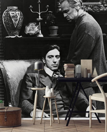 carta da parati murale in bianco e nero con il padrino chiamato Al Pacino e Marlon Brando (Il Padrino) per camere da letto e uffici carta da parati murale in bianco e nero con il padrino chiamato Al Pacino e Marlon Brando (Il Padrino) per camere da letto e uffici
