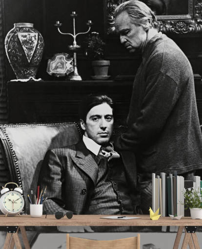 black and white the godfather wallpaper mural called Al Pacino & Marlon Brando (The Godfather) for bedrooms and offices black and white the godfather wallpaper mural called Al Pacino & Marlon Brando (The Godfather) for bedrooms and offices