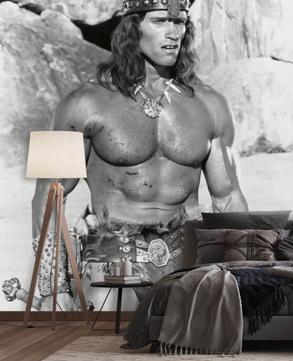 black and white conan the destroyer wallpaper mural called Arnold Schwarzenegger (Conan the Destroyer)