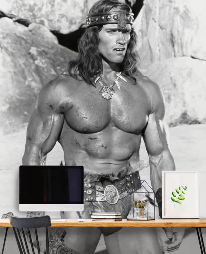black and white conan the destroyer wallpaper mural called Arnold Schwarzenegger (Conan the Destroyer) black and white conan the destroyer wallpaper mural called Arnold Schwarzenegger (Conan the Destroyer)