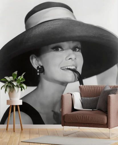black and white breakfast at tiffanys wallpaper mural called Audrey Hepburn (Breakfast at Tiffany's) for bedrooms, businesses and offices black and white breakfast at tiffanys wallpaper mural called Audrey Hepburn (Breakfast at Tiffany's) for bedrooms, businesses and offices