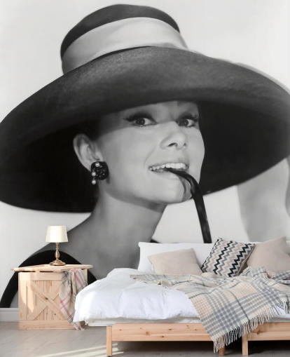 black and white breakfast at tiffanys wallpaper mural called Audrey Hepburn (Breakfast at Tiffany's) for bedrooms, businesses and offices black and white breakfast at tiffanys wallpaper mural called Audrey Hepburn (Breakfast at Tiffany's) for bedrooms, businesses and offices