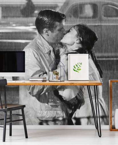 black and white breakfast at tiffany's wall mural called Audrey Hepburn & George Peppard (Breakfast at Tiffany's) 
