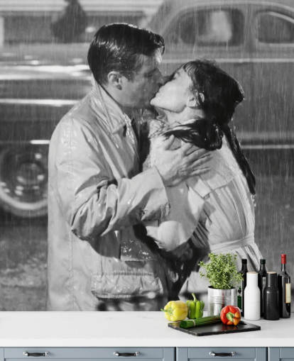 svartvit frukost på Tiffanys väggmålning som heter Audrey Hepburn & George Peppard (Frukost på Tiffany's) svartvit frukost på Tiffanys väggmålning som heter Audrey Hepburn & George Peppard (Frukost på Tiffany's)